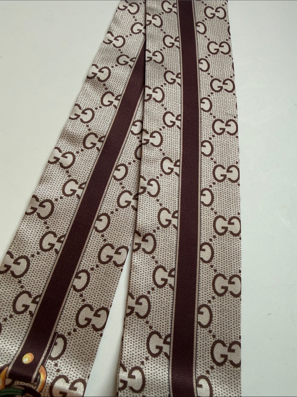 Beige Brown Monogram Twilly with Red/Green Bag Motif - Picture 13 of 14